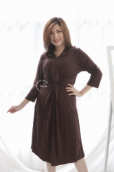 MAMA HAMIL Theona Dress Katun Combed Kaos Baju Hamil Menyusui Polos Modis Gaun Pesta   DRO 975 6  large